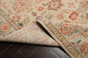 LoomBloom Multi Size Beige Hand Knotted Arts & Crafts Oushak Traditional  Wool Oriental Area Rug