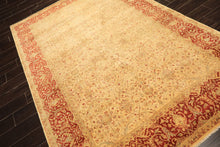 6x9 Beige, Burnt Orange, Mint Color Hand Knotted Agra Wool Traditional Oriental Rug