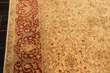6x9 Beige, Burnt Orange, Mint Color Hand Knotted Agra Wool Traditional Oriental Rug