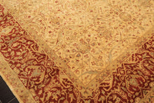 6x9 Beige, Burnt Orange, Mint Color Hand Knotted Agra Wool Traditional Oriental Rug