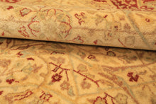 6x9 Beige, Burnt Orange, Mint Color Hand Knotted Agra Wool Traditional Oriental Rug