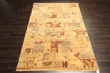 6x9 Beige, Gold, Brown Color Hand Knotted Oushak Wool Modern & Contemporary Oriental Rug