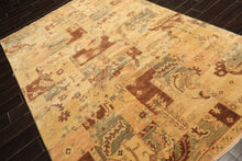 6x9 Beige, Gold, Brown Color Hand Knotted Oushak Wool Modern & Contemporary Oriental Rug