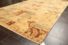 6x9 Beige, Gold, Brown Color Hand Knotted Oushak Wool Modern & Contemporary Oriental Rug