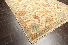 6x9 Beige, Aqua, Gold Color Hand Knotted Oushak Wool Traditional Oriental Rug