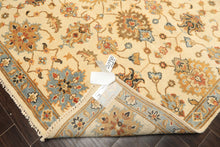 6x9 Beige, Aqua, Gold Color Hand Knotted Oushak Wool Traditional Oriental Rug
