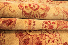 8x10 Gold, Rose, Rust Color Hand Knotted Oushak New Zealand Wool Transitional Oriental Rug