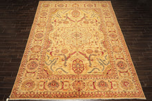 10x14 Beige, Lime, Peach Color Hand Knotted Oushak Wool Traditional Oriental Rug