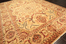 10x14 Beige, Lime, Peach Color Hand Knotted Oushak Wool Traditional Oriental Rug