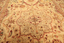 10x14 Beige, Lime, Peach Color Hand Knotted Oushak Wool Traditional Oriental Rug