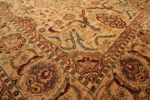 10x14 Beige, Lime, Peach Color Hand Knotted Oushak Wool Traditional Oriental Rug