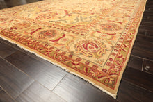 10x14 Beige, Lime, Peach Color Hand Knotted Oushak Wool Traditional Oriental Rug