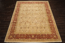 8x10 Beige, Burnt Orange, Mint Color Hand Knotted Agra Wool Traditional Oriental Rug