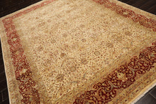 8x10 Beige, Burnt Orange, Mint Color Hand Knotted Agra Wool Traditional Oriental Rug