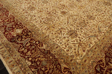 8x10 Beige, Burnt Orange, Mint Color Hand Knotted Agra Wool Traditional Oriental Rug