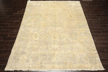 8x10 Taupe, Beige, Turquoise Color Hand Knotted Oushak New Zealand Wool Transitional Oriental Rug