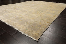 8x10 Taupe, Beige, Turquoise Color Hand Knotted Oushak New Zealand Wool Transitional Oriental Rug