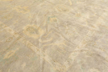 8x10 Taupe, Beige, Turquoise Color Hand Knotted Oushak New Zealand Wool Transitional Oriental Rug