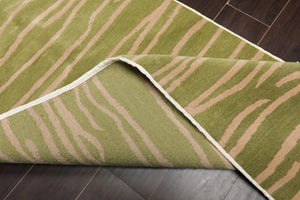 2'7''x9'10" Runner Lime Hand Knotted Graphic Modern & Contemporary Michaelian & Kohlberg Tibetan Wool Oriental Area Rug