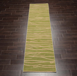 2'8''x9'10" Runner Lime Hand Knotted Graphic Modern & Contemporary Michaelian & Kohlberg Tibetan Wool Oriental Area Rug