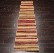 Multi Sizes Runner Rust Hand Knotted Stripes Modern & Contemporary Michaelian & Kohlberg Tibetan Wool Oriental Area Rug