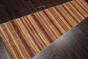 Multi Sizes Runner Rust Hand Knotted Stripes Modern & Contemporary Michaelian & Kohlberg Tibetan Wool Oriental Area Rug