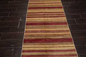 Multi Sizes Runner Rust Hand Knotted Stripes Modern & Contemporary Michaelian & Kohlberg Tibetan Wool Oriental Area Rug