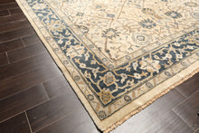 8x10 Beige, Slate, Gray Color Hand Knotted Oushak Wool Transitional Oriental Rug