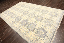 6x9 Ivory, Slate, Blue Color Hand Knotted Oushak Wool Transitional Oriental Rug