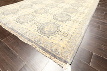6x9 Ivory, Slate, Blue Color Hand Knotted Oushak Wool Transitional Oriental Rug