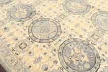 6x9 Ivory, Slate, Blue Color Hand Knotted Oushak Wool Transitional Oriental Rug