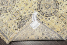 6x9 Ivory, Slate, Blue Color Hand Knotted Oushak Wool Transitional Oriental Rug