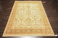 9x12 Warm Beige, Gold, Turquoise Color Hand Knotted Agra Wool Traditional Oriental Rug
