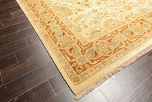 9x12 Warm Beige, Gold, Turquoise Color Hand Knotted Agra Wool Traditional Oriental Rug