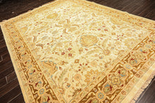 9x12 Warm Beige, Gold, Turquoise Color Hand Knotted Agra Wool Traditional Oriental Rug