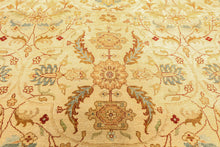 9x12 Warm Beige, Gold, Turquoise Color Hand Knotted Agra Wool Traditional Oriental Rug