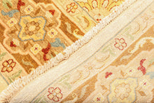 9x12 Warm Beige, Gold, Turquoise Color Hand Knotted Agra Wool Traditional Oriental Rug