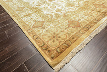 8x10 Beige, Rose, Mint Color Hand Knotted Oushak New Zealand Wool Transitional Oriental Rug