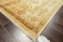 8x10 Beige, Rose, Mint Color Hand Knotted Oushak New Zealand Wool Transitional Oriental Rug