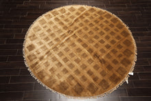 8' Round Tan, Brown, Color Hand Knotted Tibetan New Zealand Wool Modern & Contemporary Oriental Rug