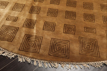 8' Round Tan, Brown, Color Hand Knotted Tibetan New Zealand Wool Modern & Contemporary Oriental Rug