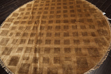 8' Round Tan, Brown, Color Hand Knotted Tibetan New Zealand Wool Modern & Contemporary Oriental Rug