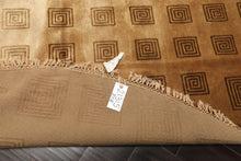 8' Round Tan, Brown, Color Hand Knotted Tibetan New Zealand Wool Modern & Contemporary Oriental Rug