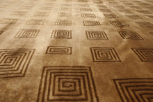 8' Round Tan, Brown, Color Hand Knotted Tibetan New Zealand Wool Modern & Contemporary Oriental Rug