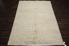 8x10 Beige, Gray, Color Hand Knotted Oushak Wool & Bamboo Silk Modern & Contemporary Oriental Rug