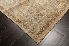 8x10 Beige, Tan, Turqoiuse Color Hand Knotted Bakhtiari Wool & Silk Transitional Oriental Rug