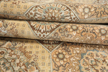 8x10 Beige, Tan, Turqoiuse Color Hand Knotted Bakhtiari Wool & Silk Transitional Oriental Rug