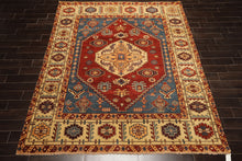 8x10 Rust, Light Gold, Blue Color Hand Knotted Oushak Wool Transitional Oriental Rug