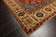 8x10 Rust, Light Gold, Blue Color Hand Knotted Oushak Wool Transitional Oriental Rug