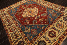 8x10 Rust, Light Gold, Blue Color Hand Knotted Oushak Wool Transitional Oriental Rug